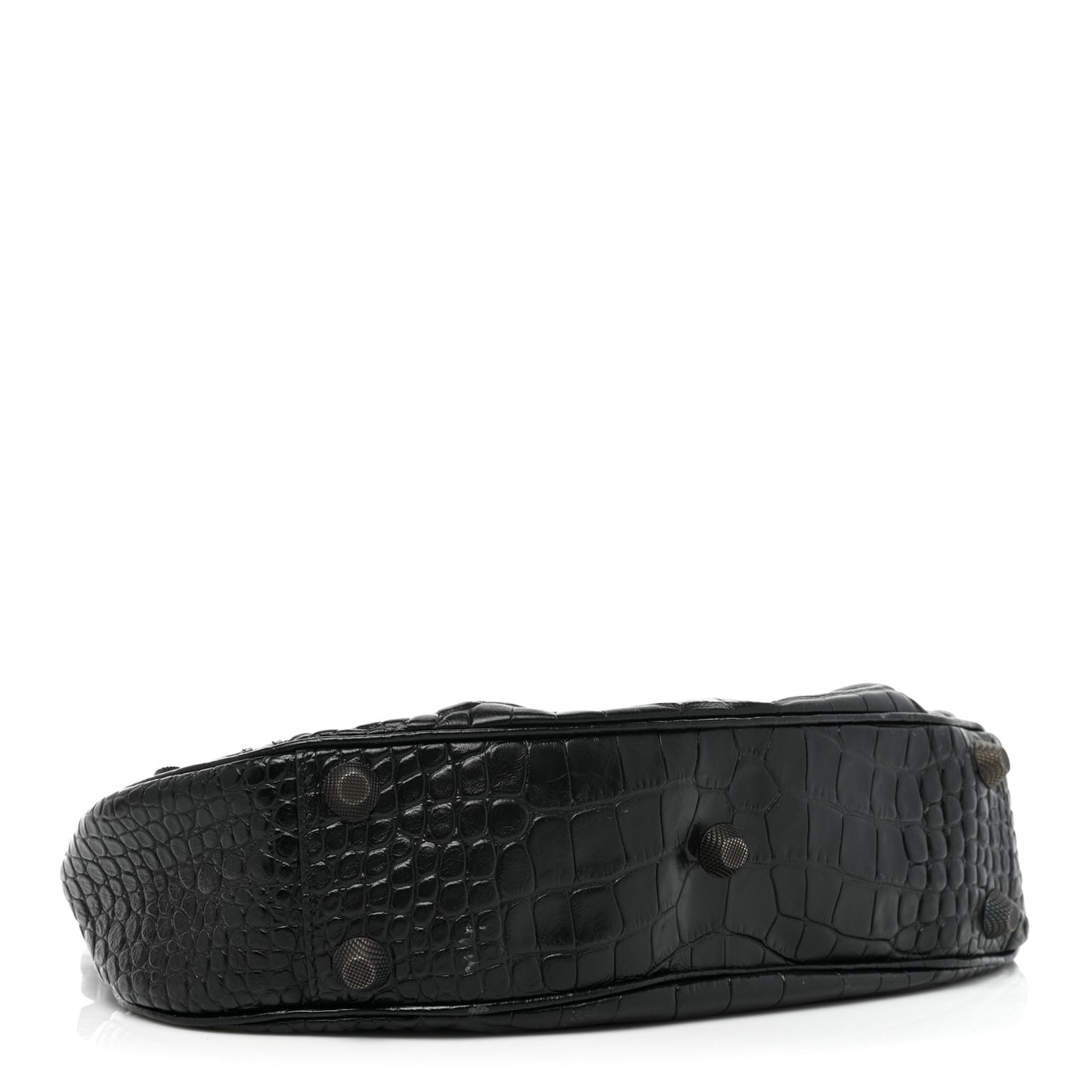 Extra Supple Calfskin Crocodile Embossed Monochrome Small Le Cagole Shoulder Bag Black