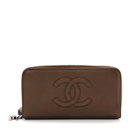 Chanel Metallic Calfskin Large Timeless Zip Around Wallet Brown 1 of 9