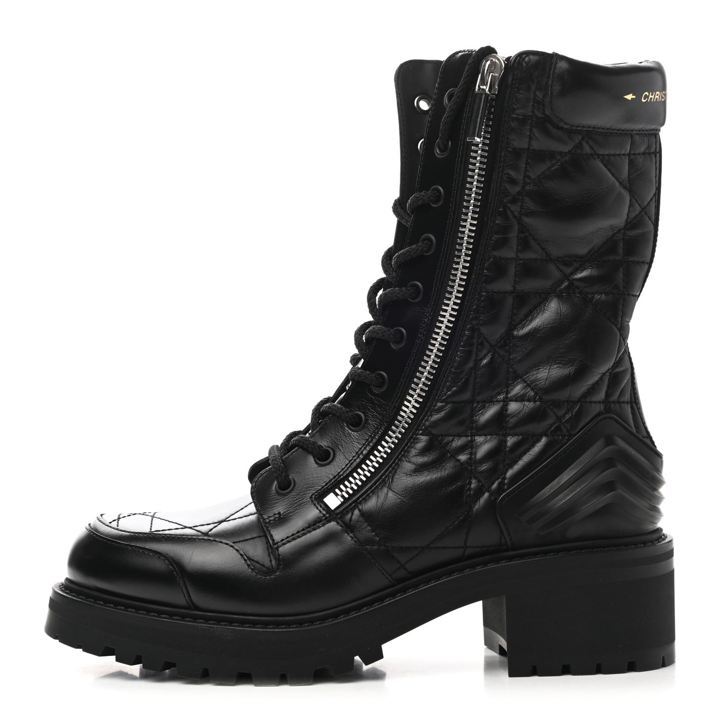 Calfskin Cannage D-Leader Ankle Boots 40.5 Black