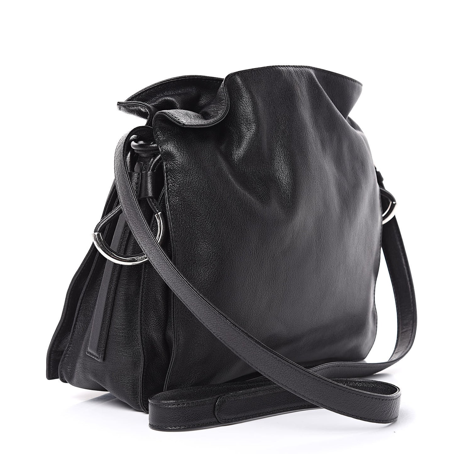 Calfskin Drawstring Bag Black
