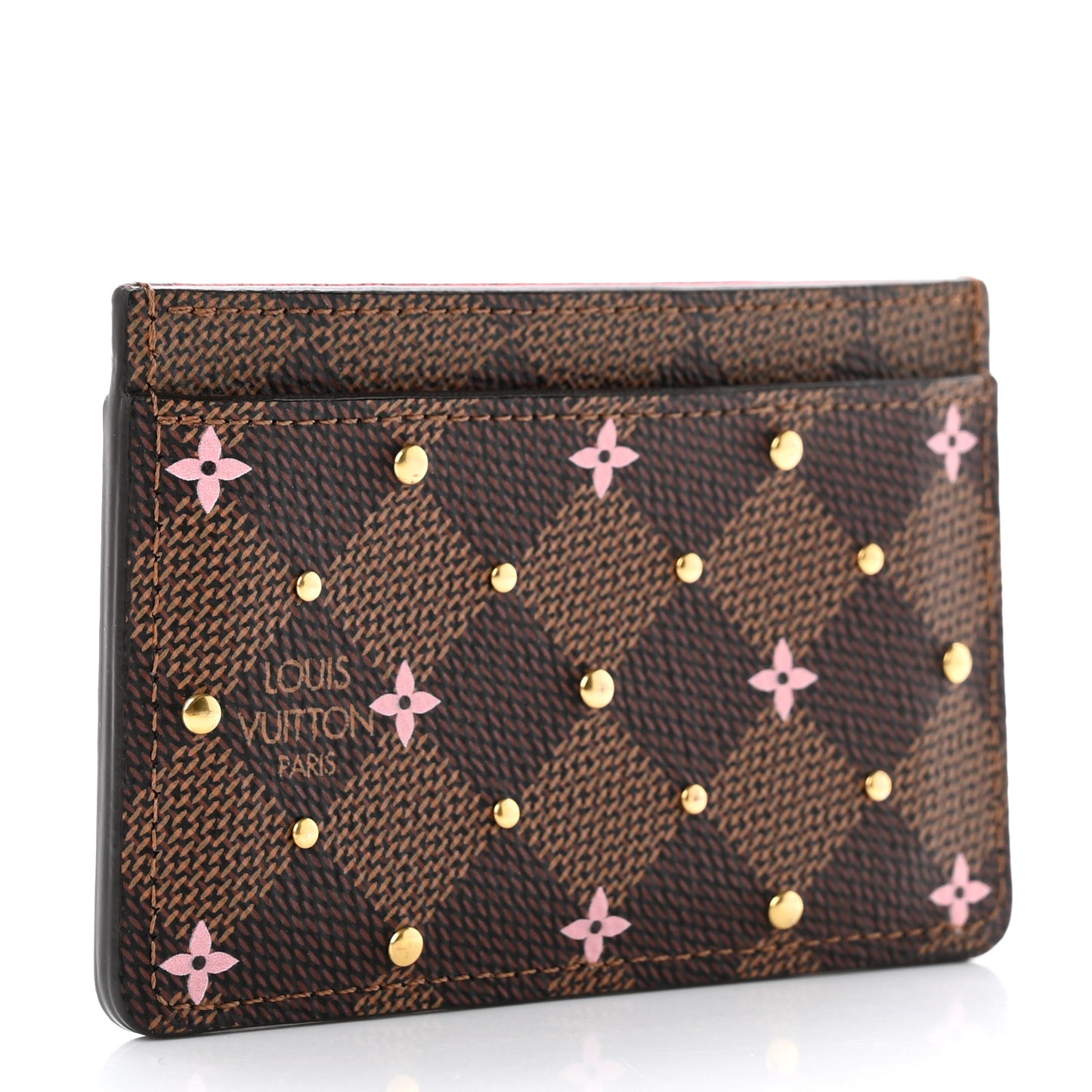 Damier Ebene Studded Card Holder