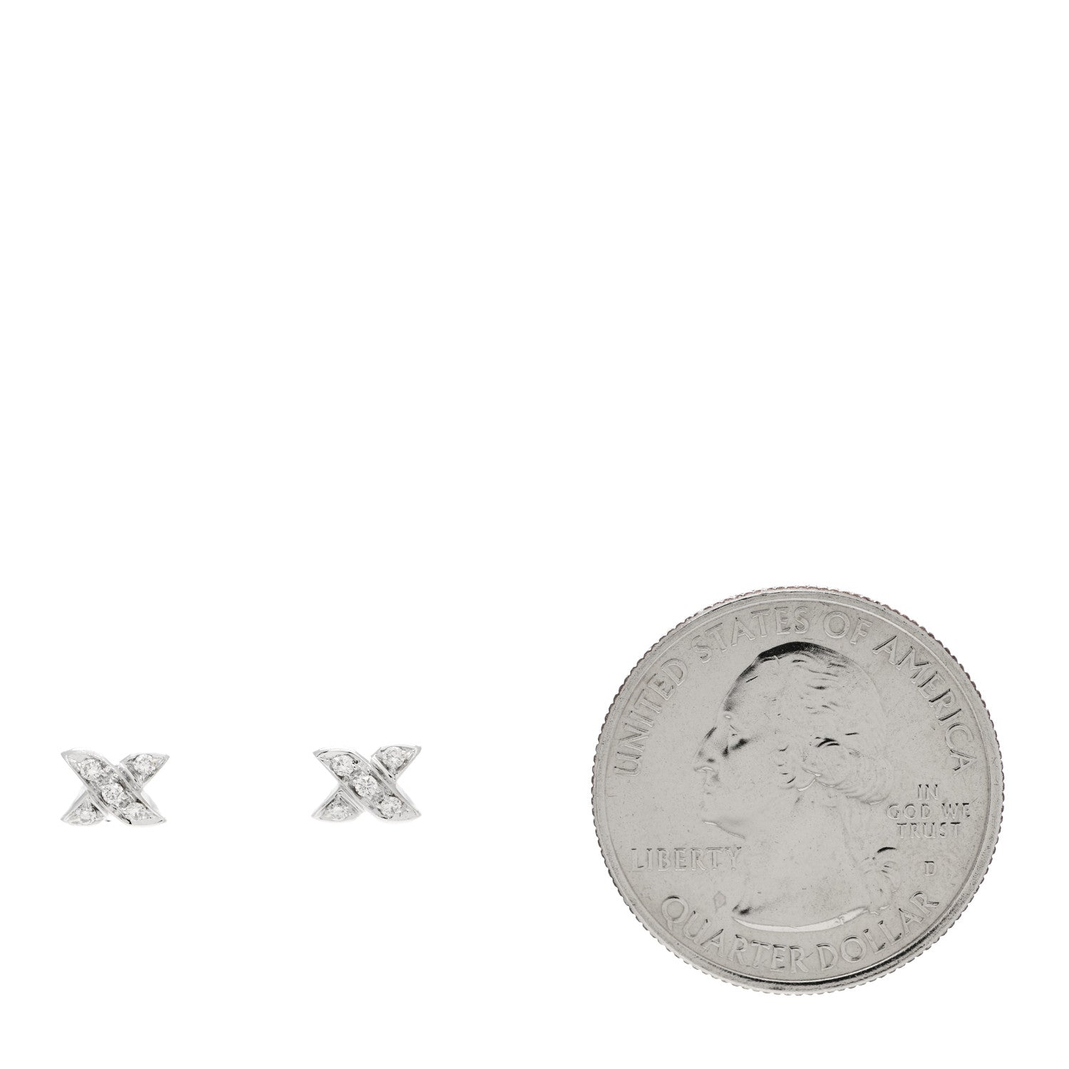 Tiffany 18K White Gold Diamond Cross Stitch X Stud Earrings 2 of 4