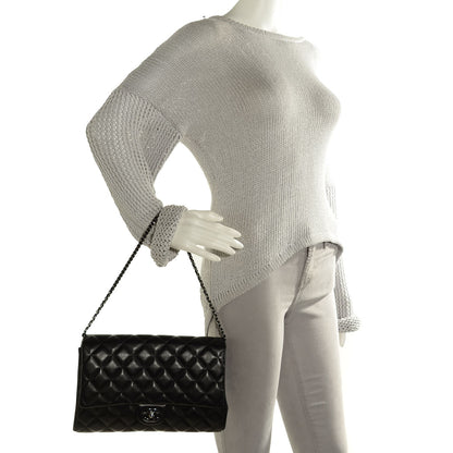 Chanel Lambskin Quilted Clutch With Chain Flap Black 2 of 8