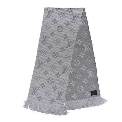 Louis Vuitton Wool Silk Logomania Scarf Pearl Grey 3 of 4