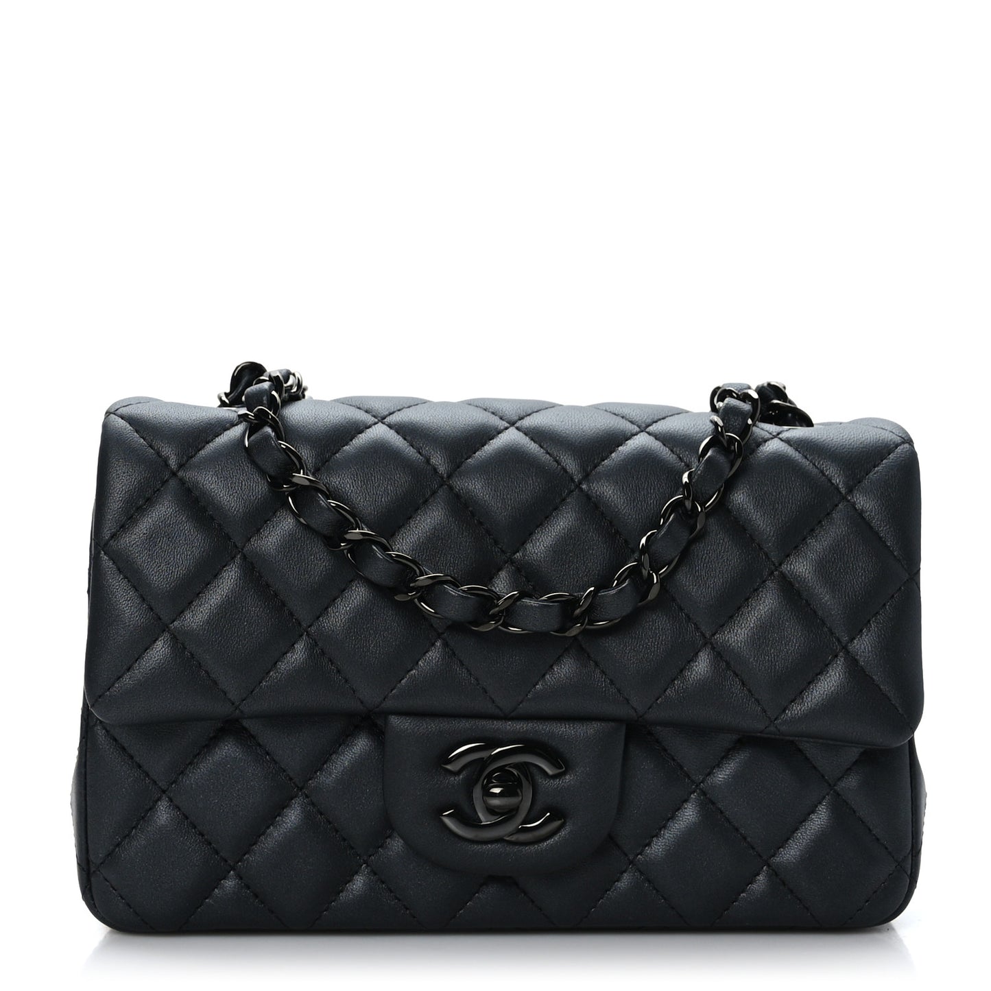 Lambskin Quilted Mini Rectangular Flap So Black
