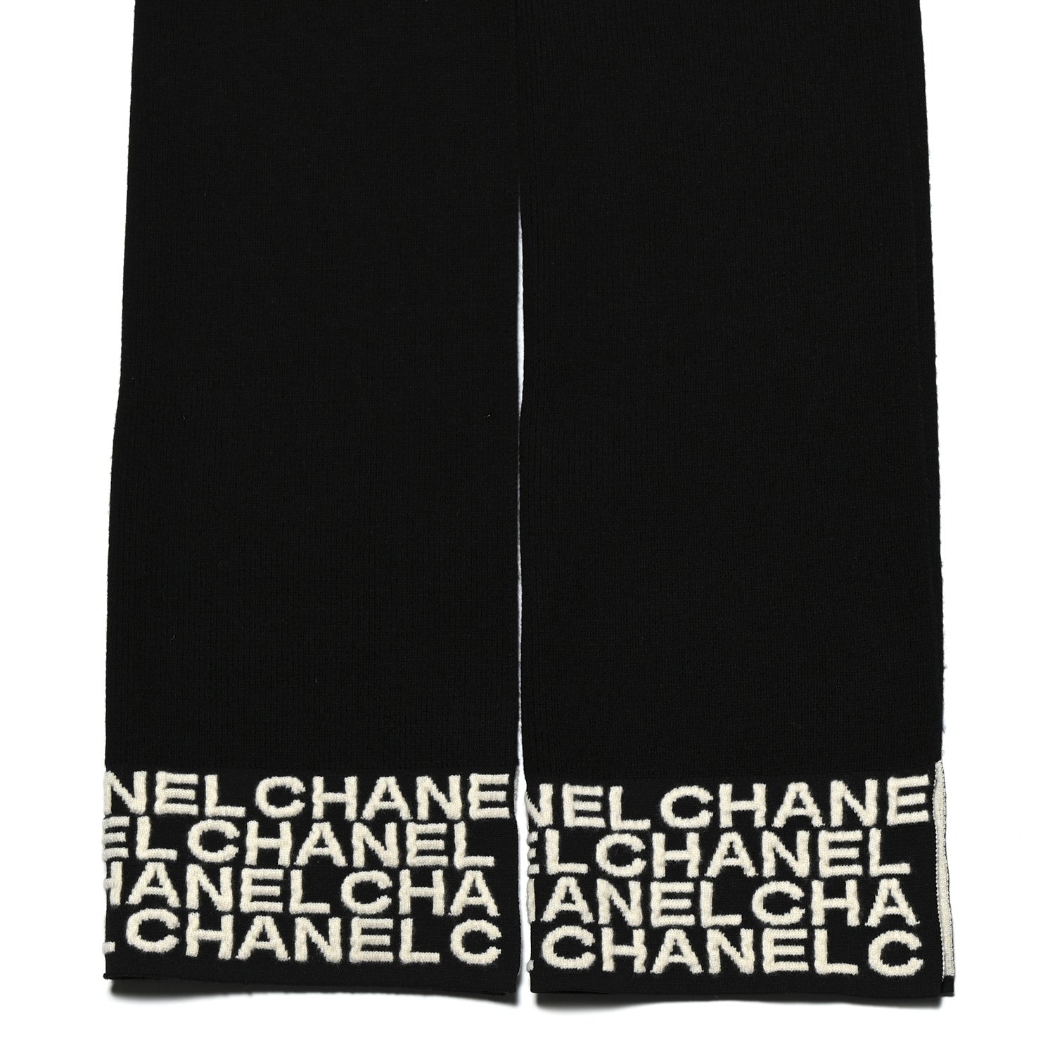 Chanel Cashmere Logo Scarf Black White 2 of 5