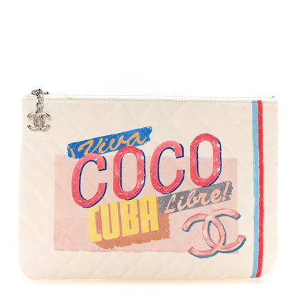 Chanel Canvas Medium Coco Cuba Cosmetic Case Yellow Turquoise 1 of 7