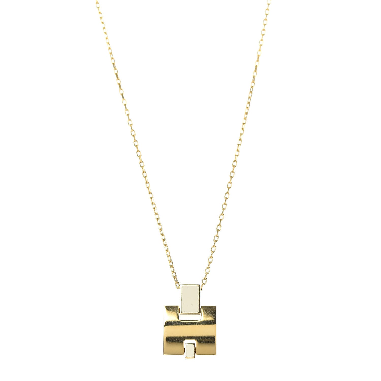 Hermes Yellow Gold Plated Lacquered Eileen Pendant Necklace 1 of 5