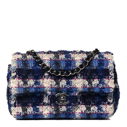 Chanel Tweed Quilted Mini Rectangular Flap Blue Multicolor 1 of 8