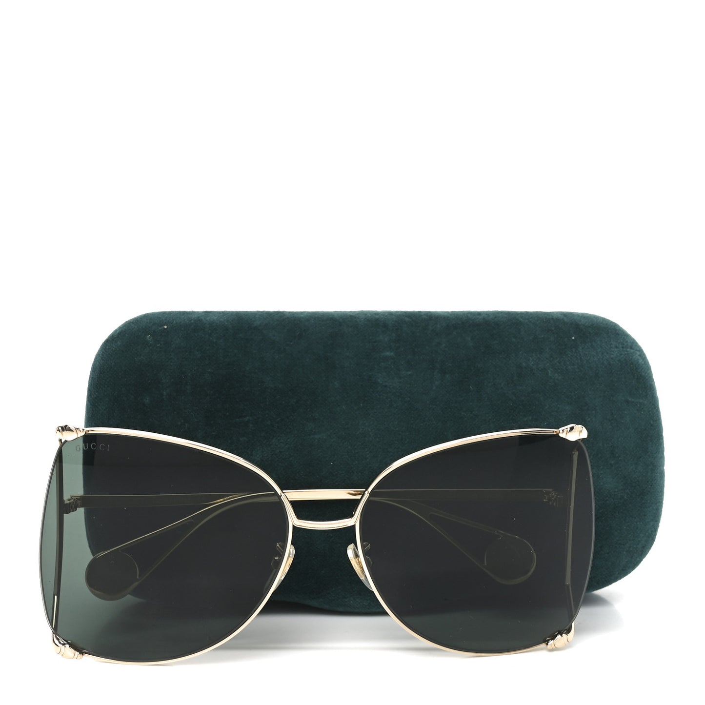 Oversized Round Sunglasses GG0252S Gold Green