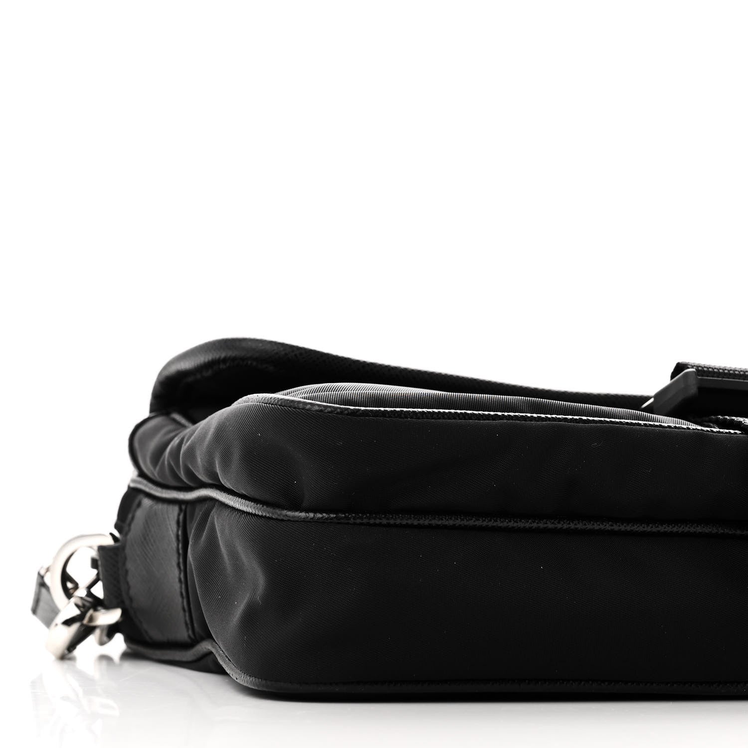 Prada Re-Nylon Saffiano Pocket Single Snap Buckle Shoulder Bag Black 9 of 10