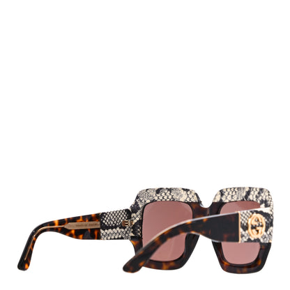 Gucci Snakeskin Acetate Square Sunglasses GG0484S Havana 3 of 8