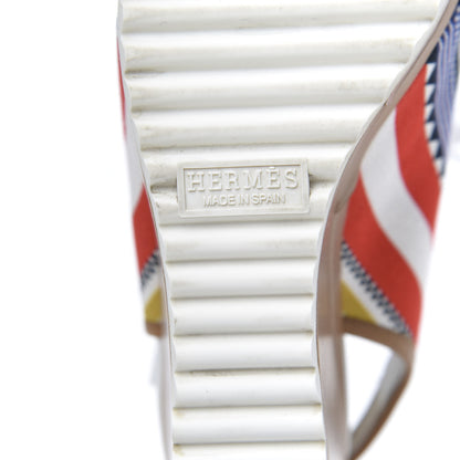 Hermes Calfskin Toile Lace Up Wedge Sandals 38 6 of 9