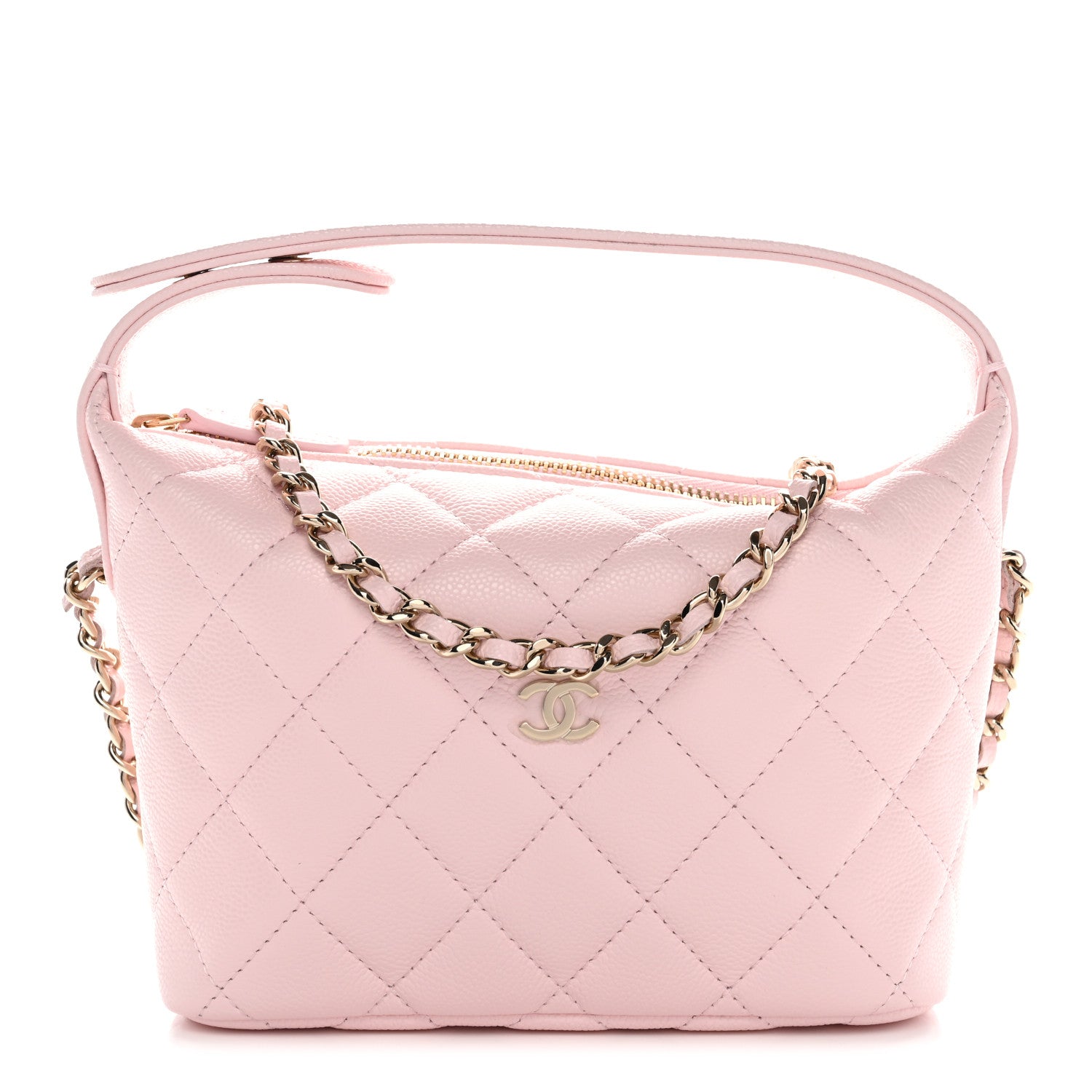 Chanel Caviar Quilted Hobo Clutch With Chain Light Pink 2 of 28