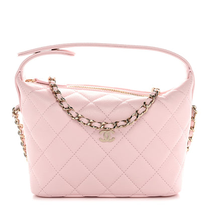 Chanel Caviar Quilted Hobo Clutch With Chain Light Pink 2 of 28