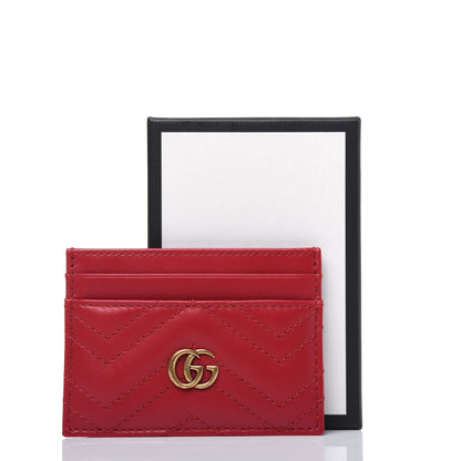 Gucci Calfskin Matelasse GG Marmont Card Holder Hibiscus Red 13 of 13