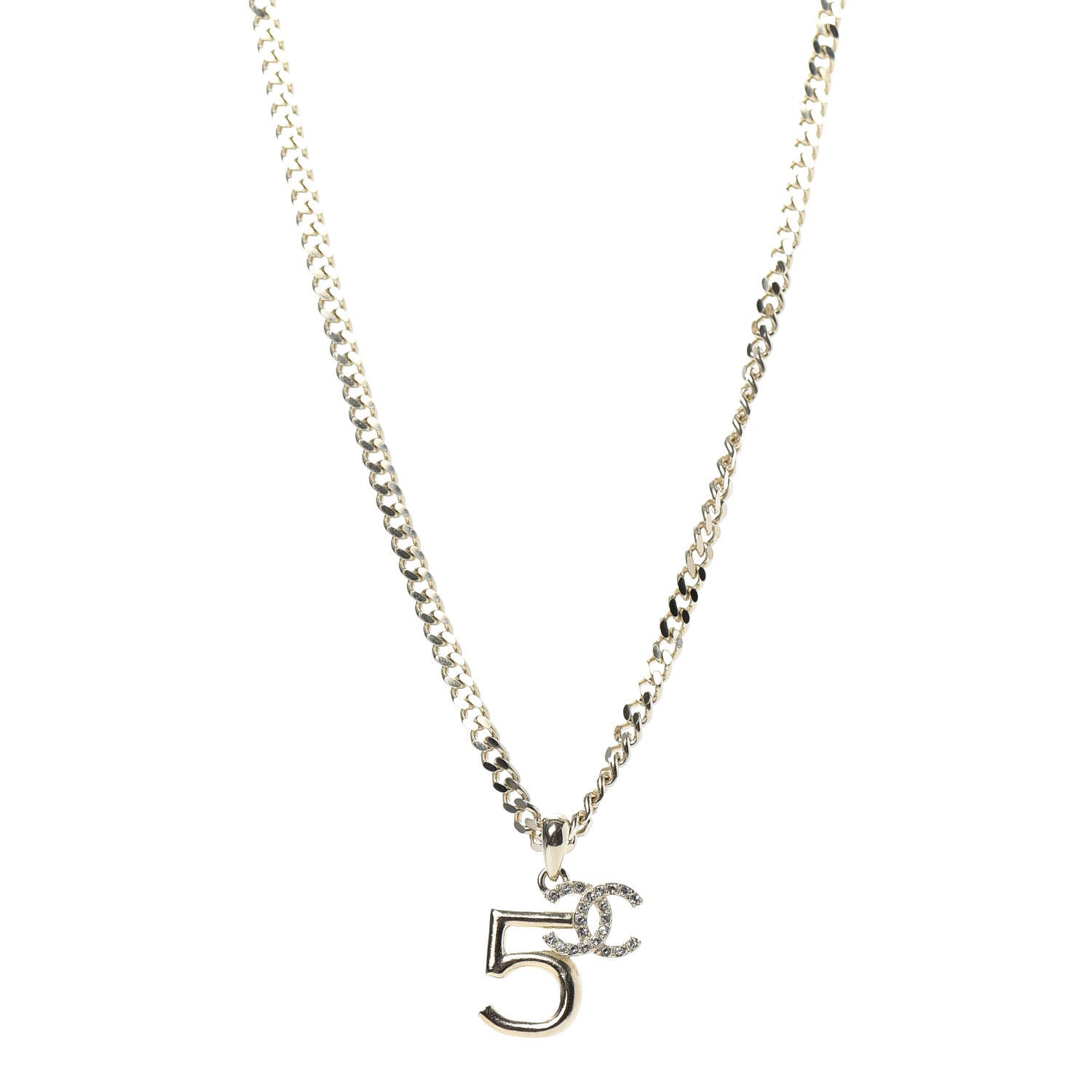 Chanel Crystal CC No.5 Necklace Gold 1 of 5