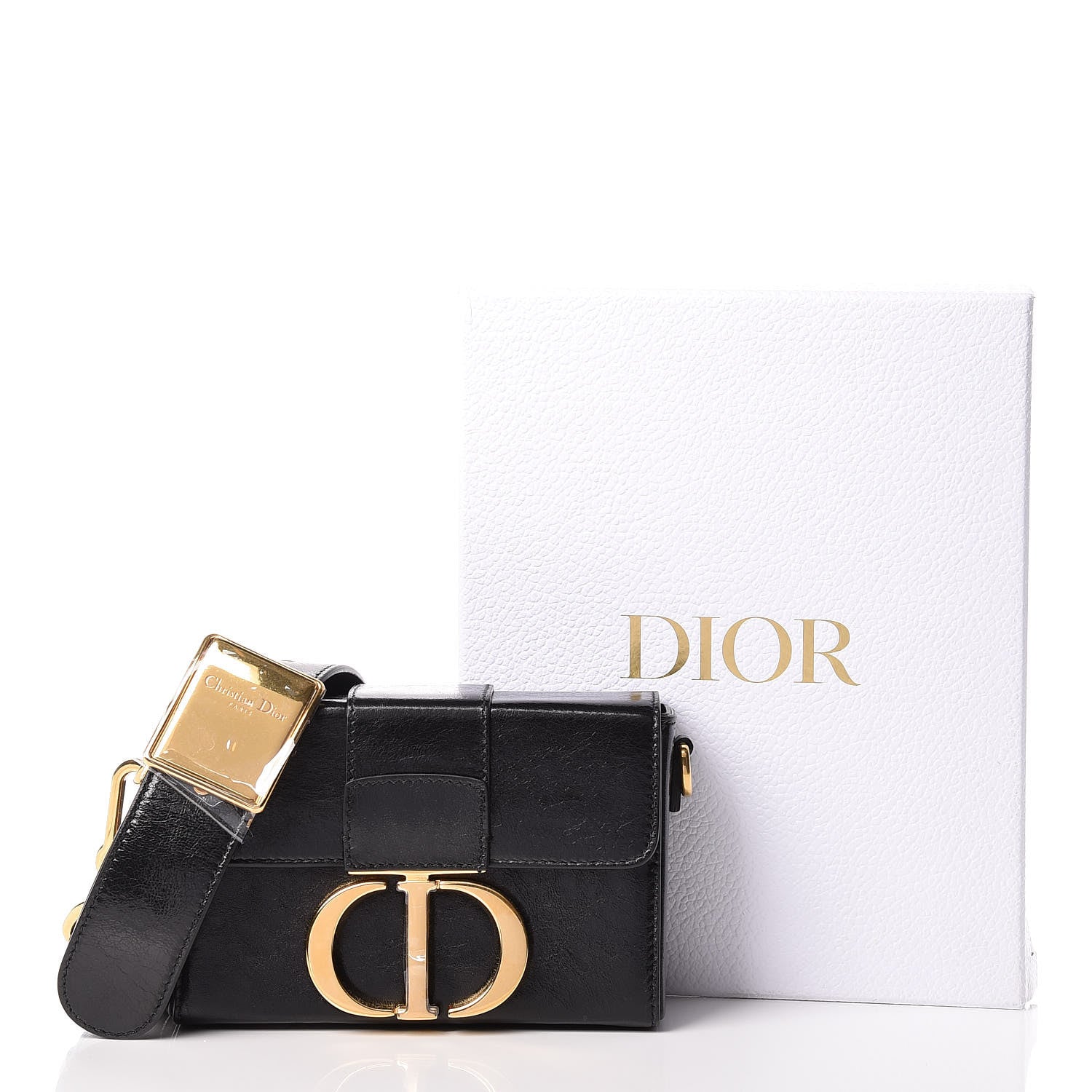 Christian Dior Crackled Lambskin 30 Montaigne Box Bag Black 11 of 11