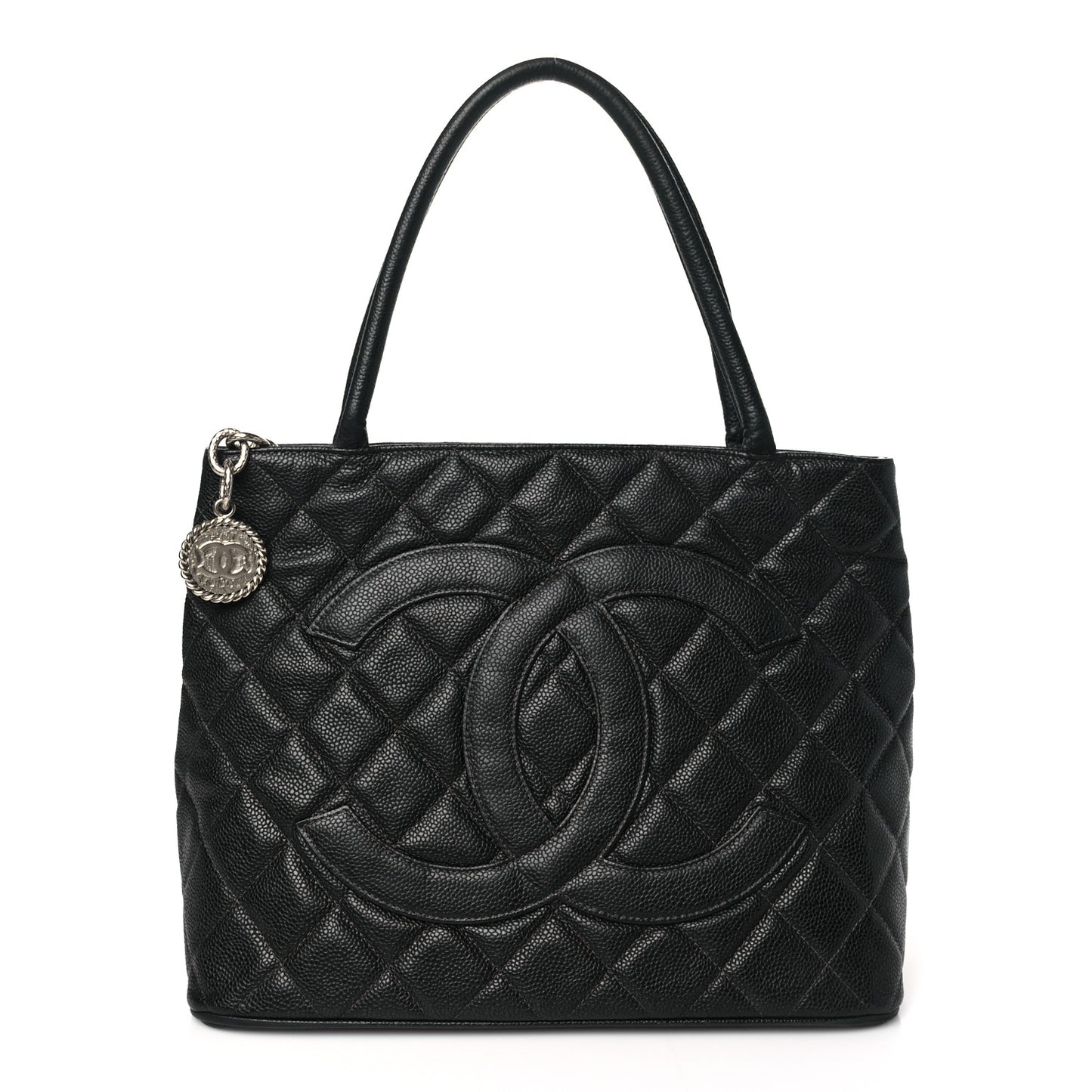 Caviar Quilted Medallion Tote Black