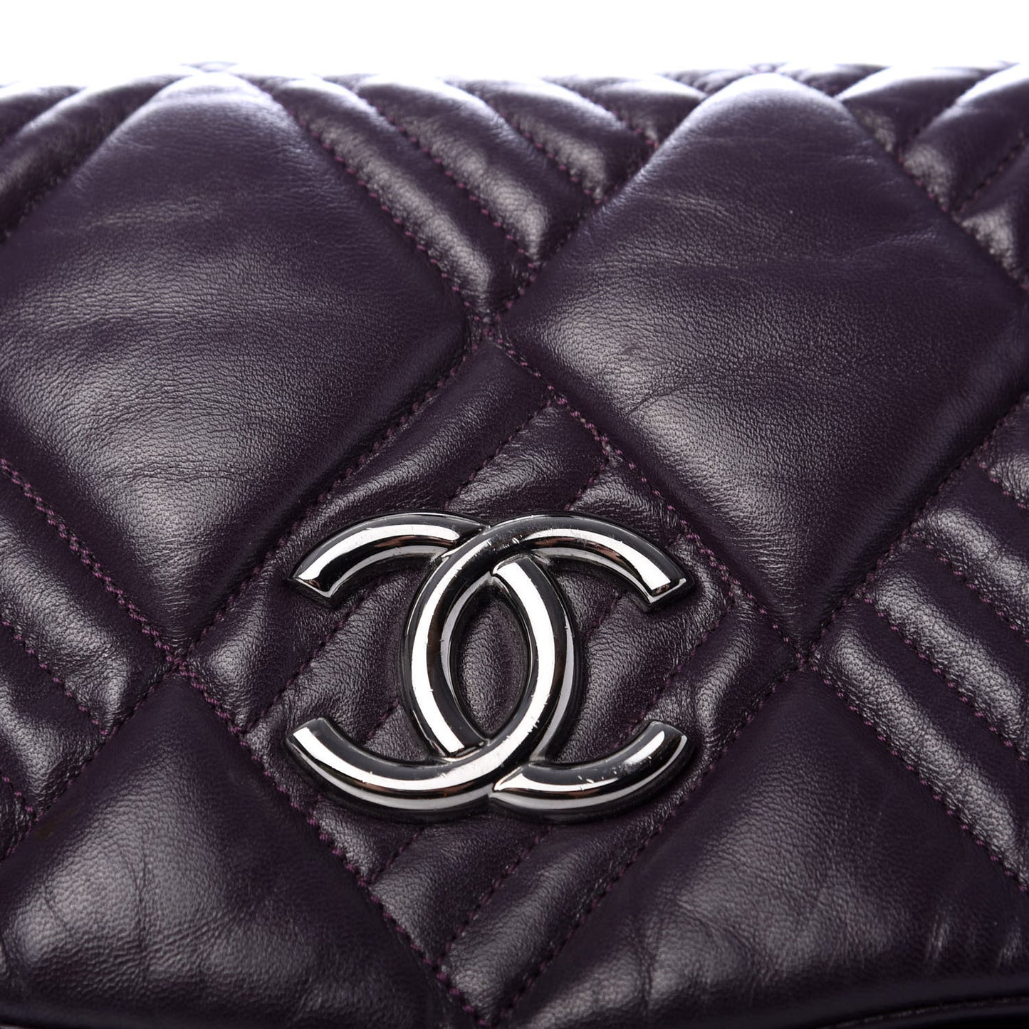 Lambskin In and Out XL Maxi Flap Dark Purple