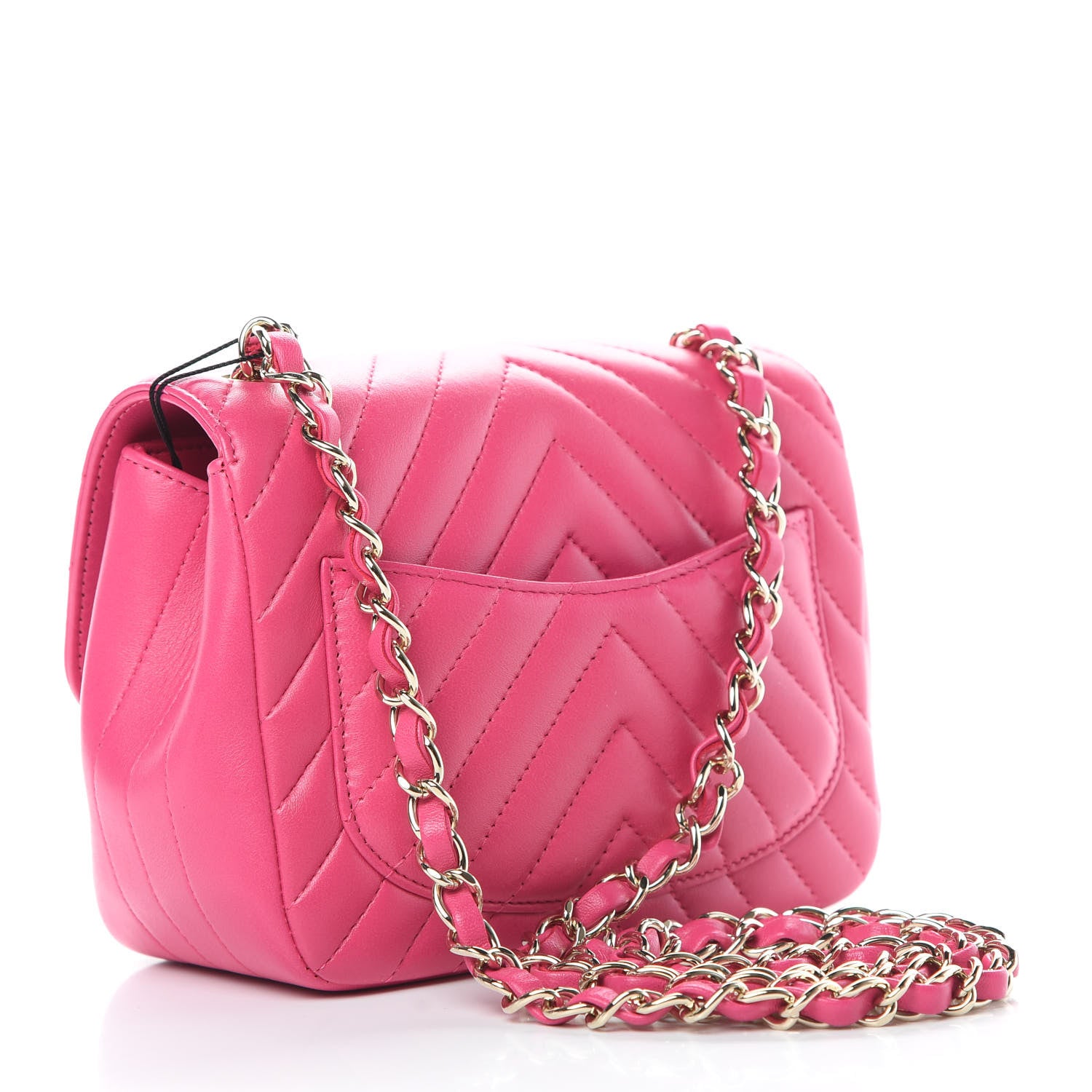 Chanel Lambskin Chevron Quilted Mini Square Flap Fuchsia 3 of 11