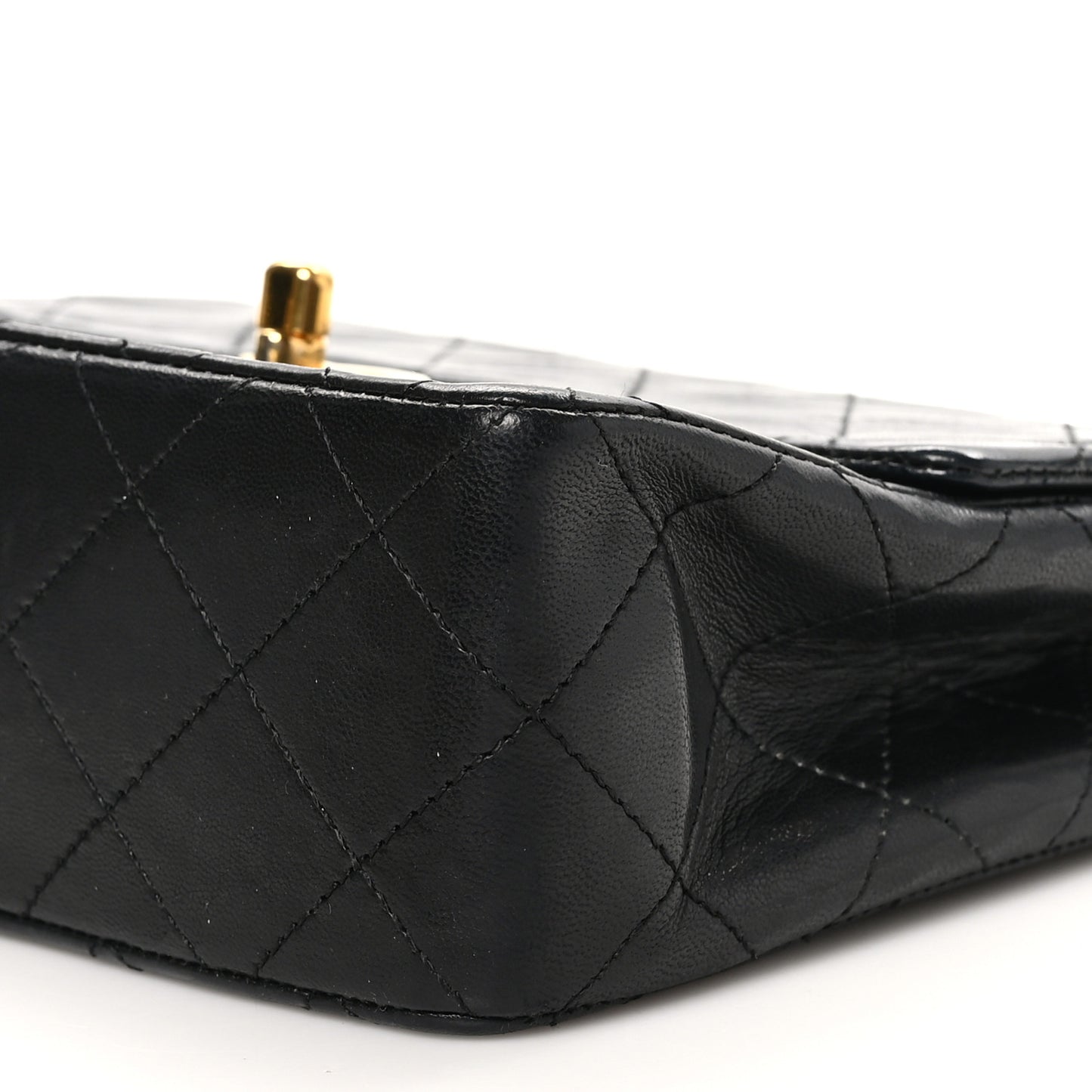 Lambskin Quilted Mini Square Flap Black