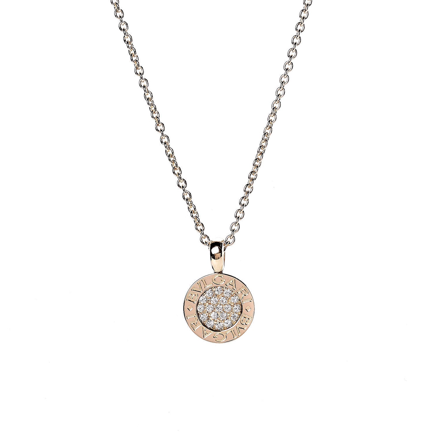 18K Yellow Gold Diamond BVLGARI BVLGARI Pave Pendant Necklace