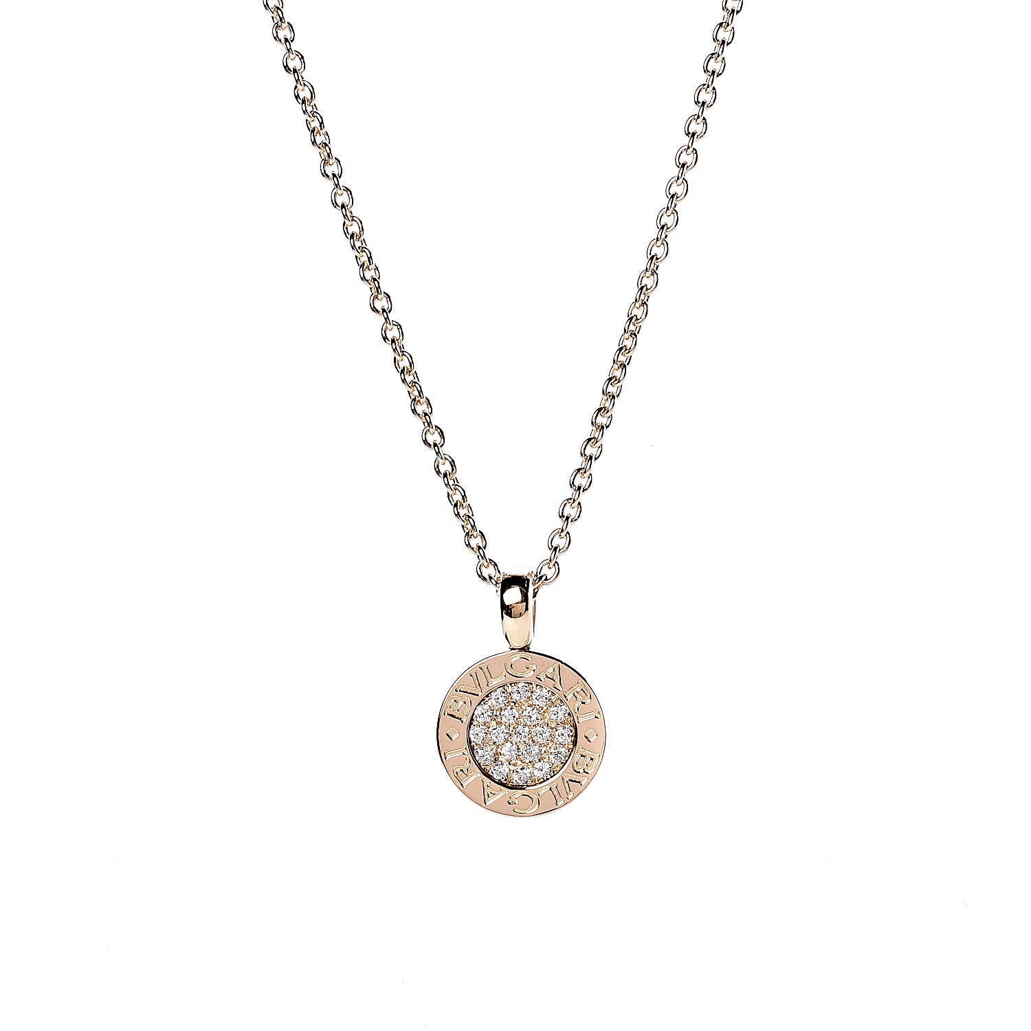 Bulgari 18K Yellow Gold Diamond BVLGARI BVLGARI Pave Pendant Necklace 4 of 5