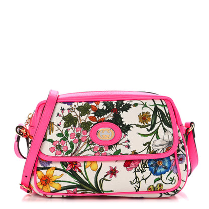 Gucci Canvas Flora Floral Shoulder Bag White Fuchsia Fluo 1 of 7