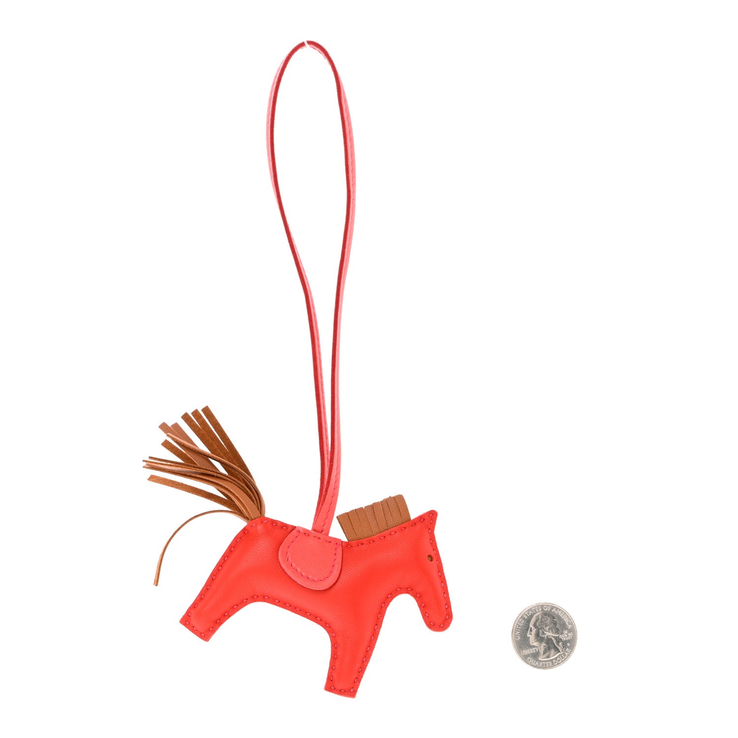 Hermes Milo Lambskin Grigri Rodeo Horse Bag Charm PM Rouge Indien Gold Bougainvillea 2 of 4