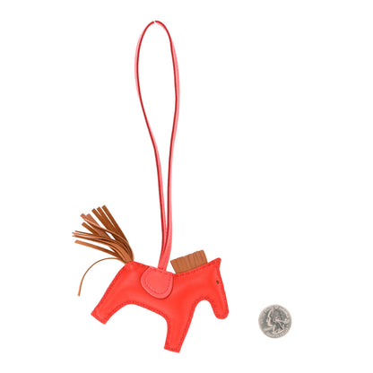 Hermes Milo Lambskin Grigri Rodeo Horse Bag Charm PM Rouge Indien Gold Bougainvillea 2 of 4
