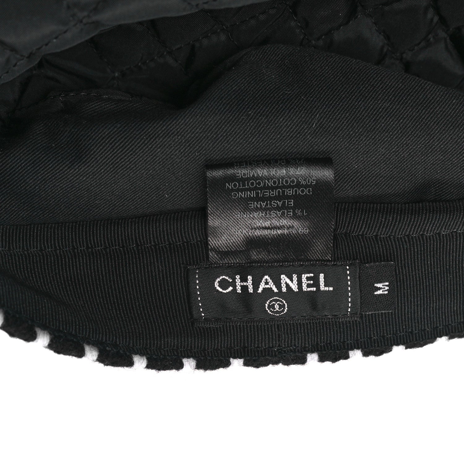 Chanel Wool PVC Paris Hamburg Sailor Cap Hat M Black White 7 of 8