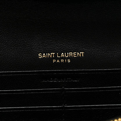 Saint Laurent Calfskin Matelasse Chevron Monogram Flap Wallet Black 6 of 7