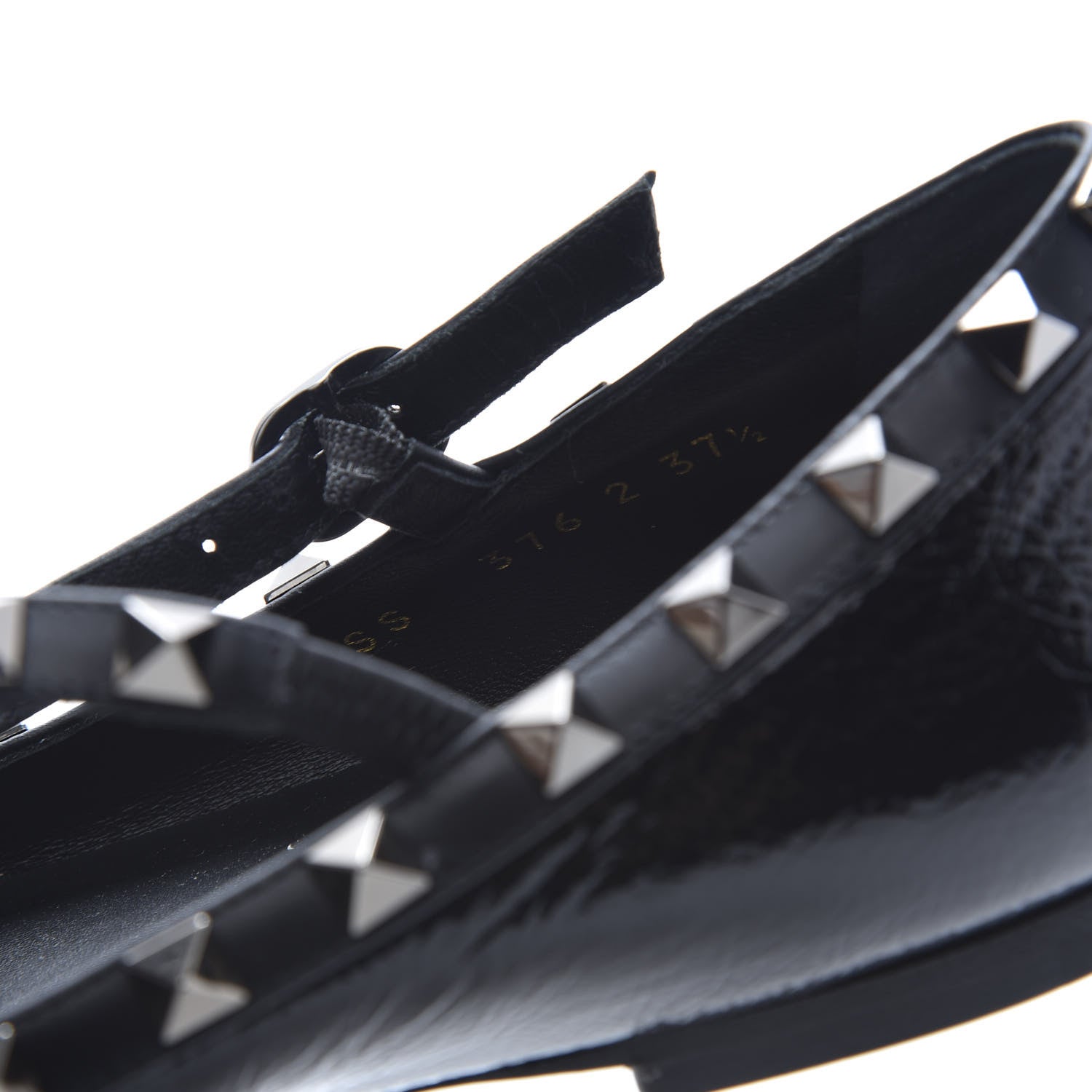 Valentino Garavani Patent Rockstud Cage Ballerina Flats 37.5 Black 8 of 9