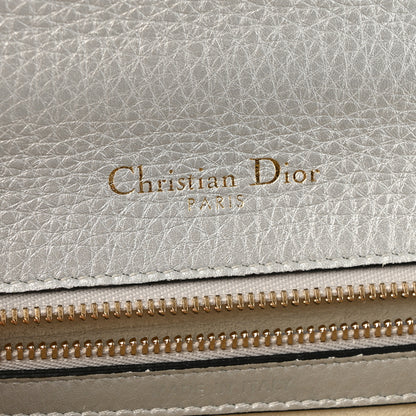 Christian Dior Metallic Grained Calfskin Diorama Wallet on Chain Pouch Silver 6 of 13