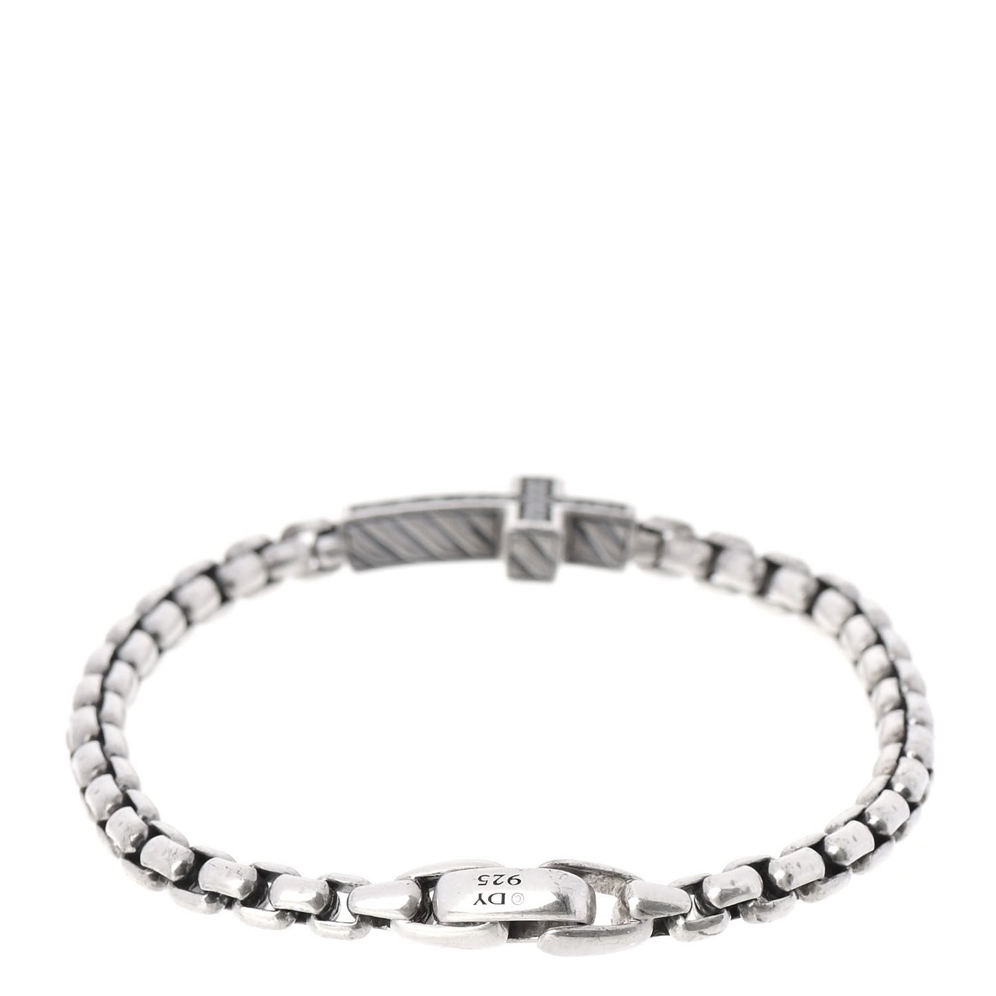 Sterling Silver Black Diamond Pave Cross Bracelet