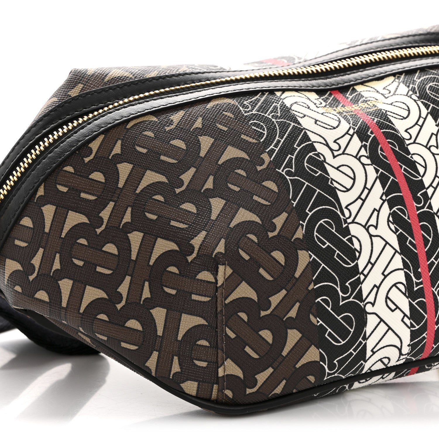 Burberry E-Canvas Monogram Stripe Medium Sonny Bum Bag Bridle Brown 9 of 11