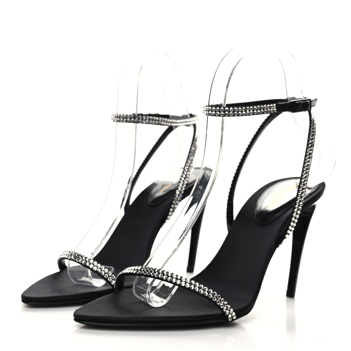 Satin Crystal Georgia 90 Sandals 36.5 Black