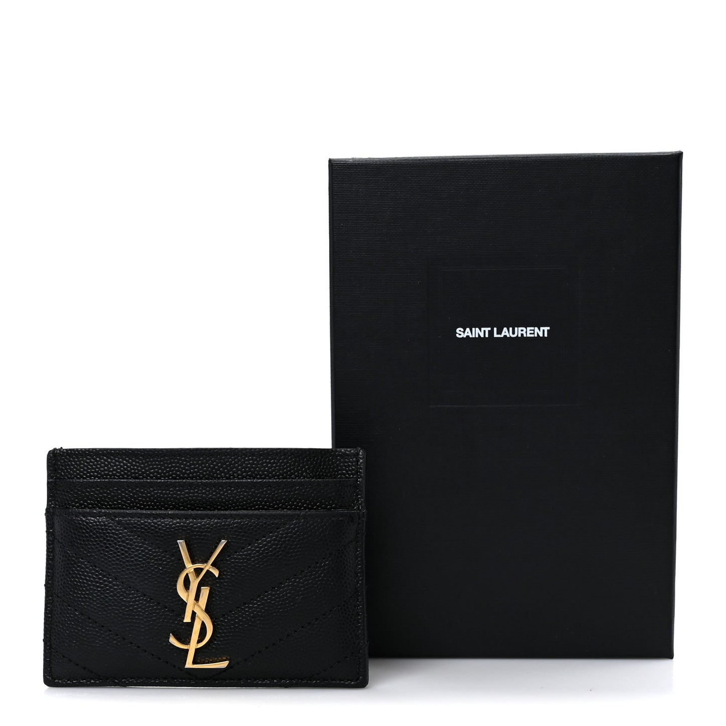 Grain De Poudre Matelasse Chevron Monogram Credit Card Case Black