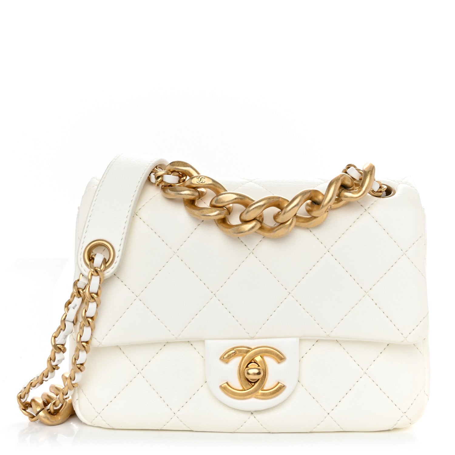 Chanel Shiny Lambskin Quilted Mini Flap White 1 of 10