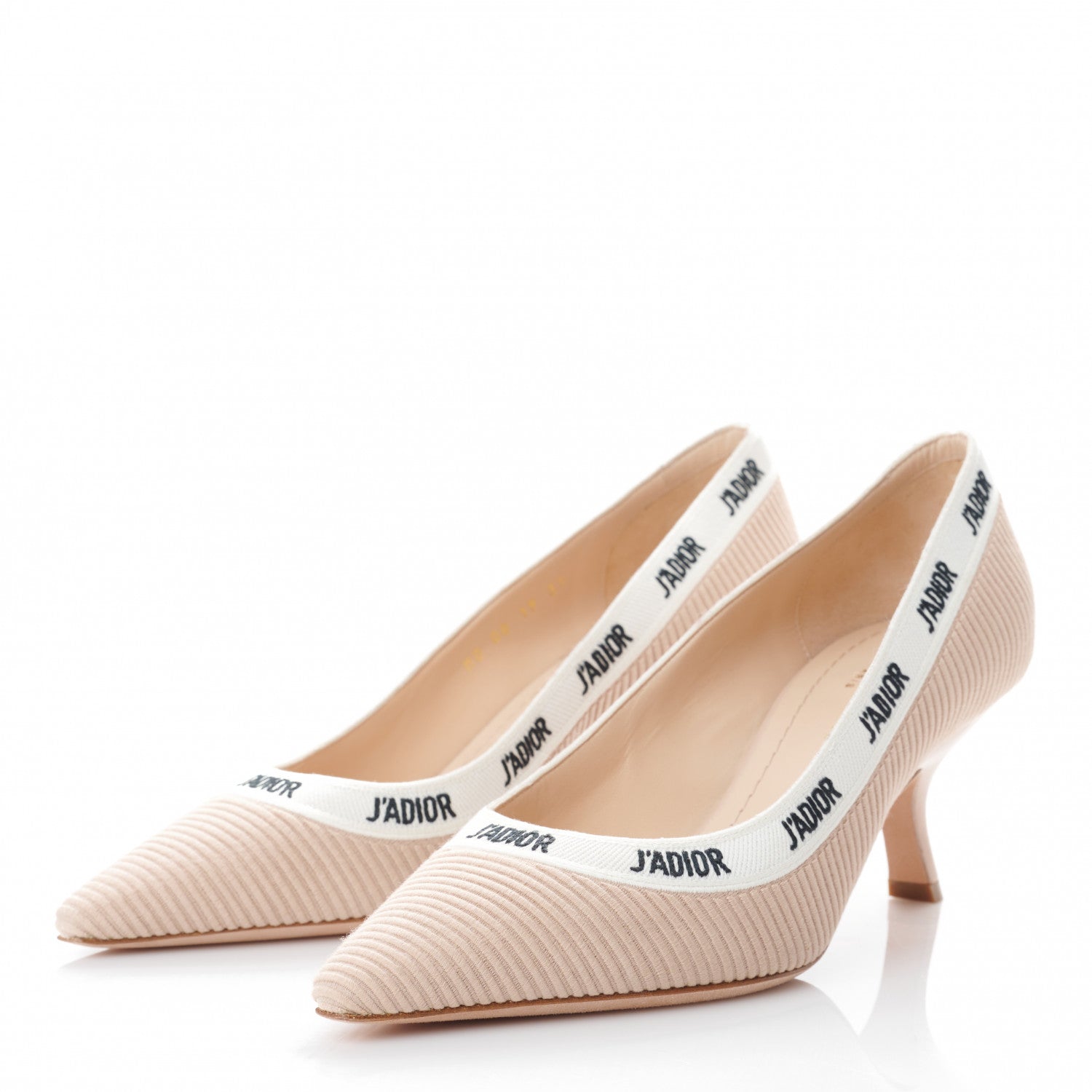 Christian Dior Technical Canvas Ribbon Embroidered J'Adior 65mm Pumps 37 Powder Nude 3 of 8