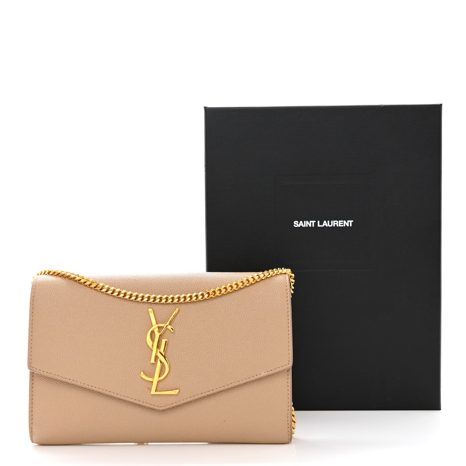 Saint Laurent Grain De Poudre Monogram Uptown Chain Wallet Dark Beige 16 of 16