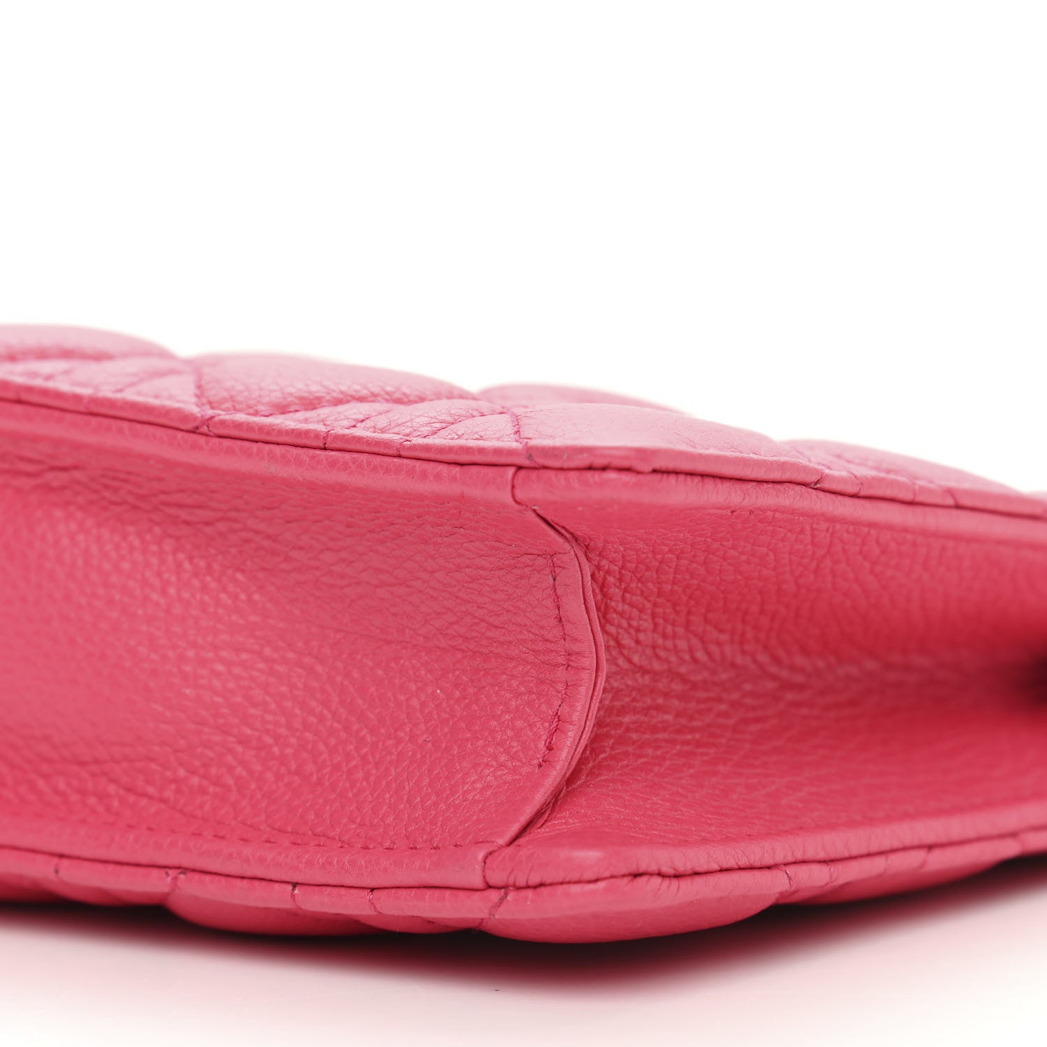 Christian Dior Calfskin Cannage Caro Zipped Pouch With Chain Warm Fuchsia 9 of 9