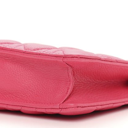 Christian Dior Calfskin Cannage Caro Zipped Pouch With Chain Warm Fuchsia 9 of 9