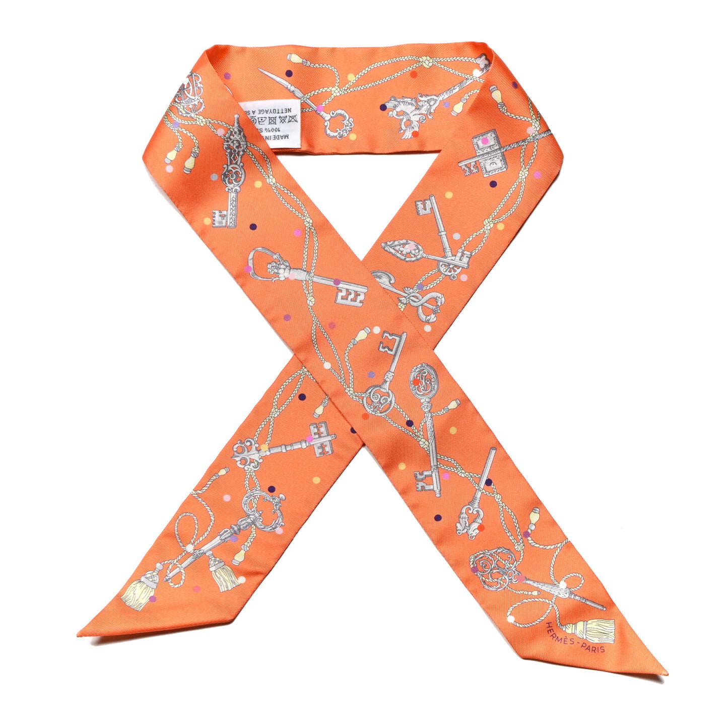 Silk Les Cles A Pois Twilly Abricot Gris Acier