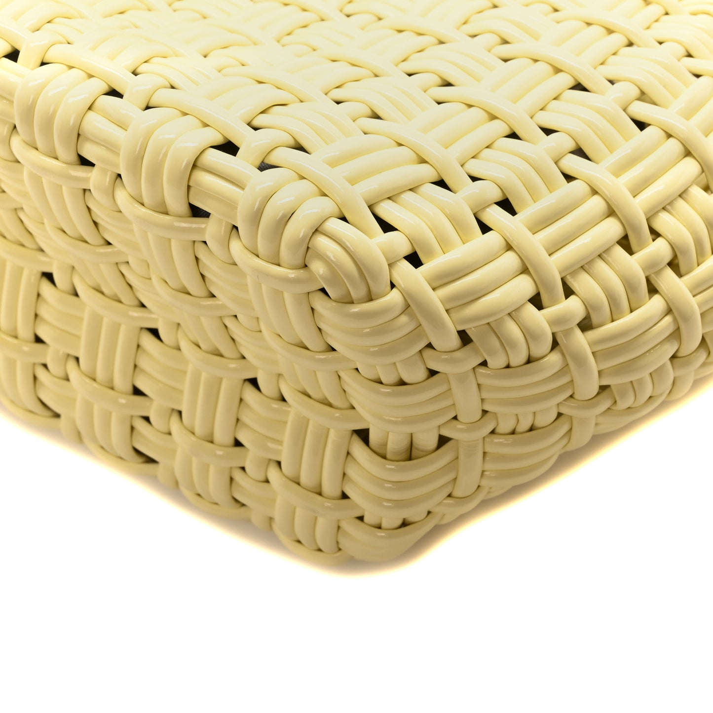 Varnished Faux Calfskin Braided XS Bistro Basket Pale Yellow