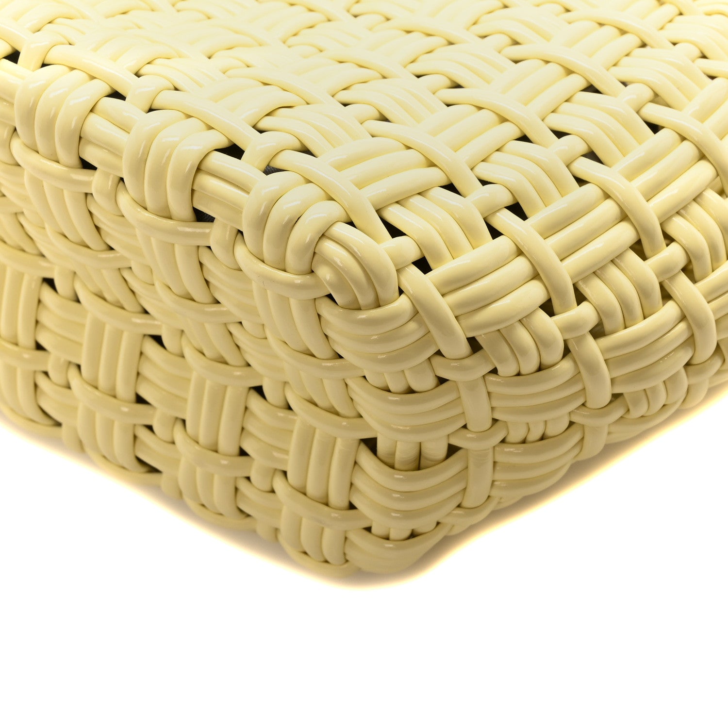 Balenciaga Varnished Faux Calfskin Braided XS Bistro Basket Pale Yellow 9 of 9