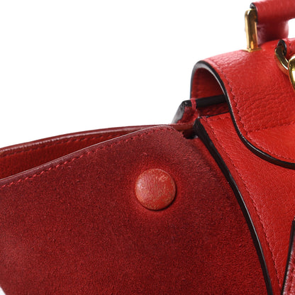 Celine Drummed Calfskin Suede Small Trapeze Coquelicot 12 of 17