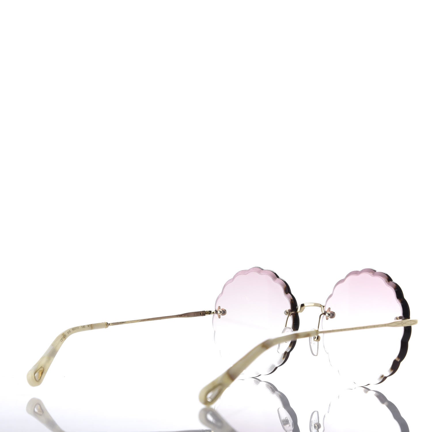 Chloe Rosie Bevelled Round Sunglasses CE142S Gold Gradient Coral 4 of 7