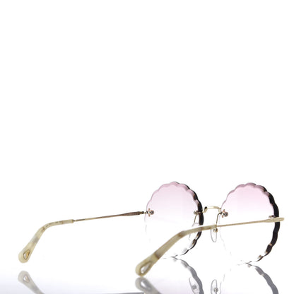 Chloe Rosie Bevelled Round Sunglasses CE142S Gold Gradient Coral 4 of 7